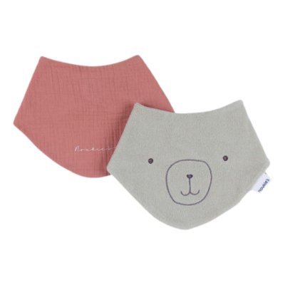 Lot de 2 bavoirs bandana eponge & mousseline - rouge
