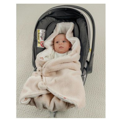 Couverture promenade fausse fourrure bébé beige mix and match