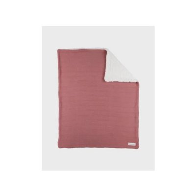 Couverture tricot bébé 75 x 100 rouge avec sherpa