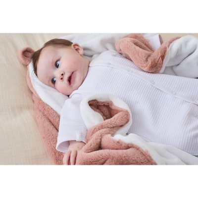 Couverture bébé 75 x 100 cm poil long ouatiné rose - mix and match