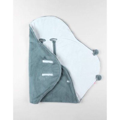 Couverture promenade poil long bleu - mix and match