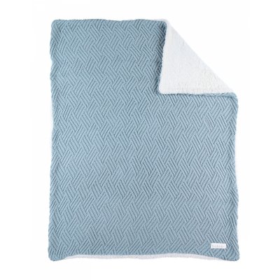 Couverture en tricot 75x100cm ice blue avec sherpa - mix and match