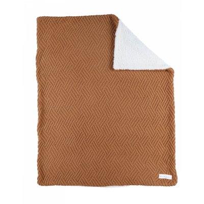 Couverture en tricot 75x100cm sweet caramel avec sherpa - mix and match