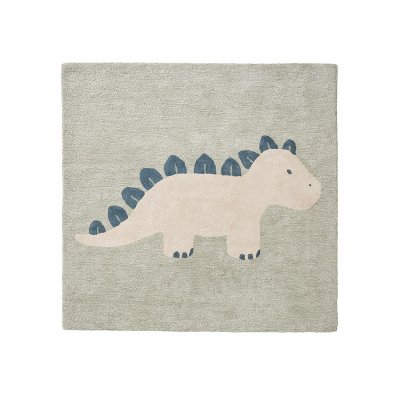 NOUKIES Tapis de chambre coton bio 125 x 92 cm dinosaure sauge
