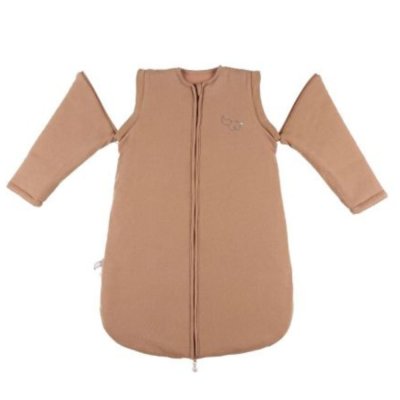 Gigoteuse 70cm en jersey pointelle manches amovibles marron