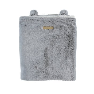 Couverture 75 x 100 cm gris clair fausse fourrure