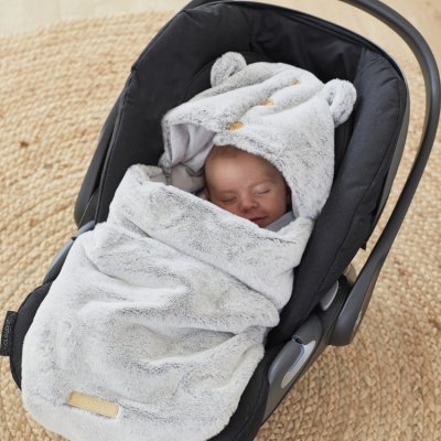 Nid d'ange gris clair fausse fourrure