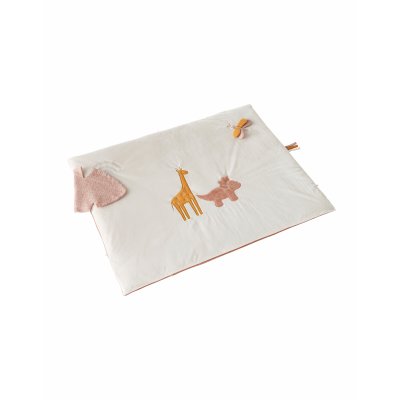 Tapis de jeu et de parc en veloudoux écru 75 x 95 cm popsie gigi et louli