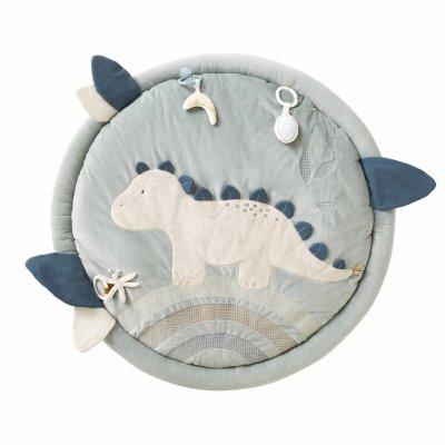 Tapis d'éveil dinosaure en veloudoux bleu/vert sauge