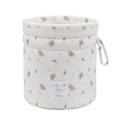 Panier de rangement nomade en coton bio fleurs d'antan