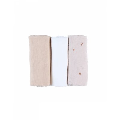 Lot de 3 langes 70x70cm en mousseline colombes du bonheur