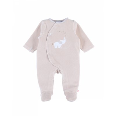 Pyjama velours beige bali 3 mois - bali, moka & snow