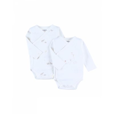 Lot de 2 bodies coton bio manches longues 3 mois - bali, moka & snow