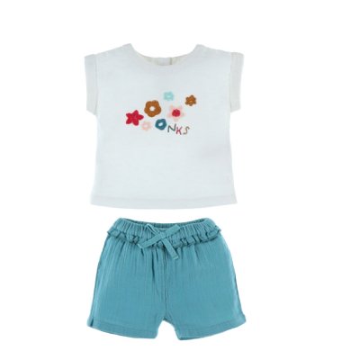 NOUKIES Ensemble t-shirt et short fleurs bio 1 mois