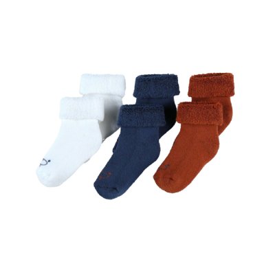 NOUKIES Coffret de 3 paires de chaussette bleu marine et spéculoos t22