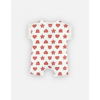 Combishort à imprimée en coton, écru/rouge 9 mois