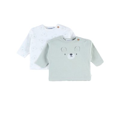 NOUKIES Set de 2 tee-shirts en coton bio écru/sauge 3 mois