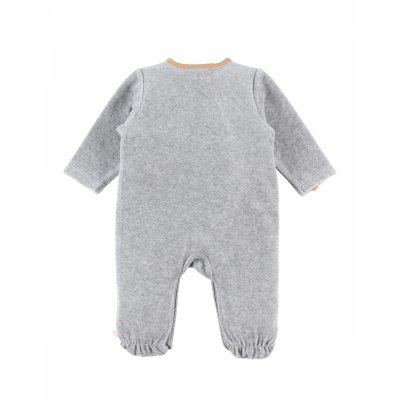 Pyjama bébé velours babou et kendi gris prématuré