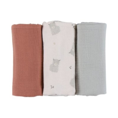 Lot de 3 langes en mousseline 70x70cm fluffy, orso & lily