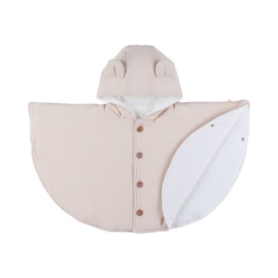 Poncho bébé en mousseline de coton bio beige