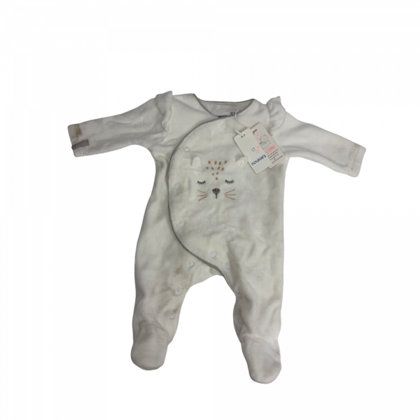 Les imparfaits - pyjama bébé en velours kendi écru 0 mois Noukies