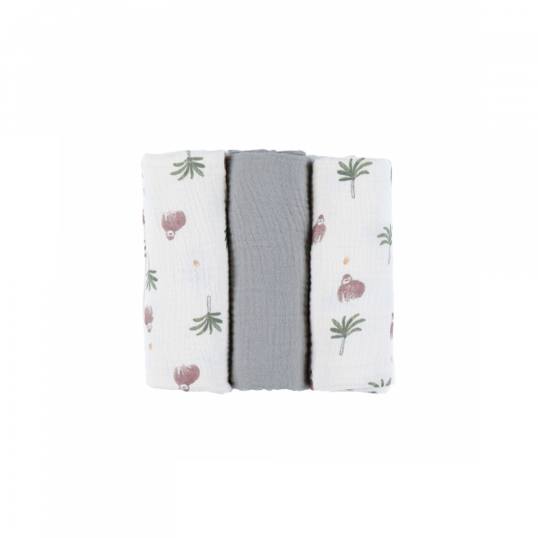 Lot de 3 langes en mousseline cute gorilla Noukies