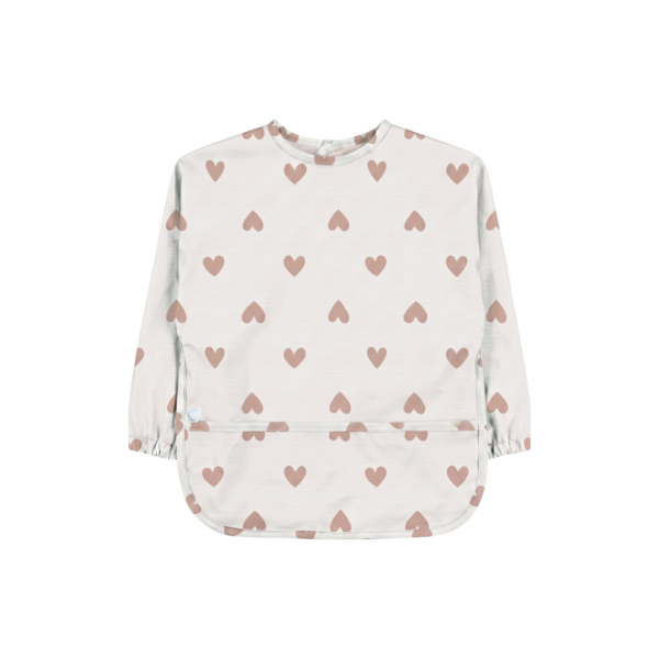 Bavoir imperméable à manches et poche récupératrice coeurs 6m+ Noukies