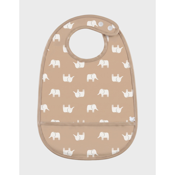 Lot de 3 bavoirs imperméables et poche récupératrice eléphants Noukies