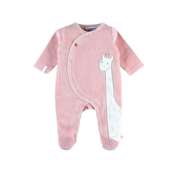 Pyjama bébé en velours girafe rose - 0 mois Noukies