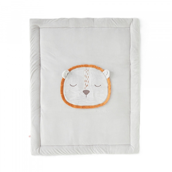 Tapis de jeu et de parc en veloudoux 100 x 100 cm babou gris clair Noukies