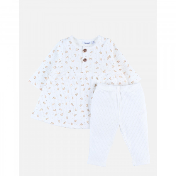 Robe legging fleurs blanc 18 mois Noukies