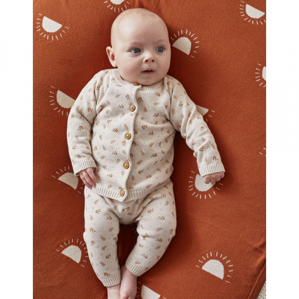 Legging maille beige fleurs 9 mois Noukies