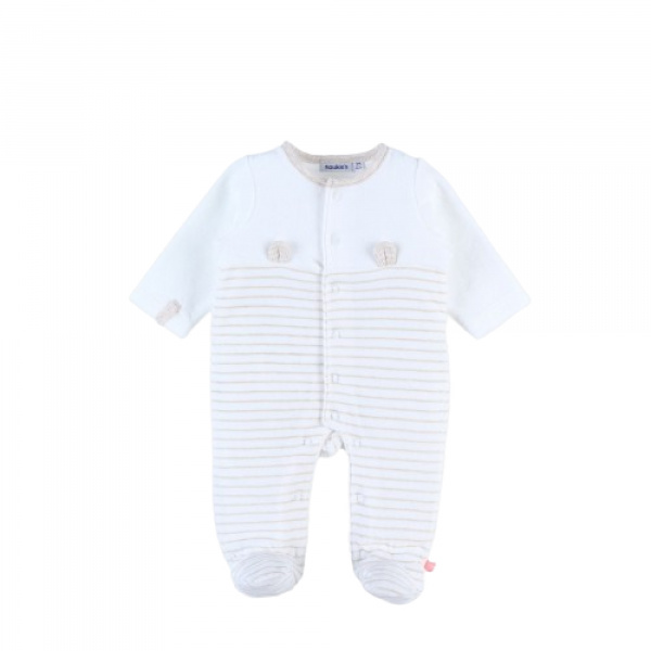 Pyjama velours rayé blanc/beige 0 mois Noukies