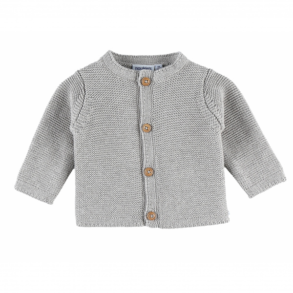 Gilet maille gris chiné 6 mois Noukies