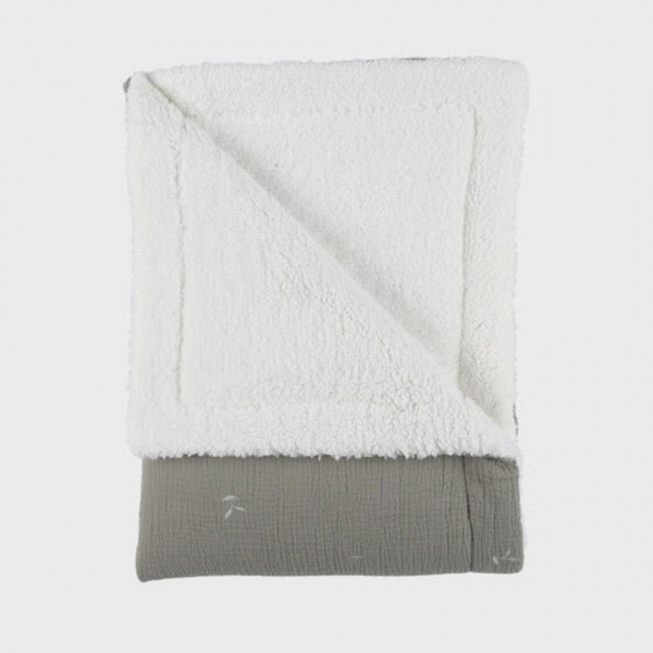 Couverture kendi 100x140 cm en veloudoux kaki Noukies