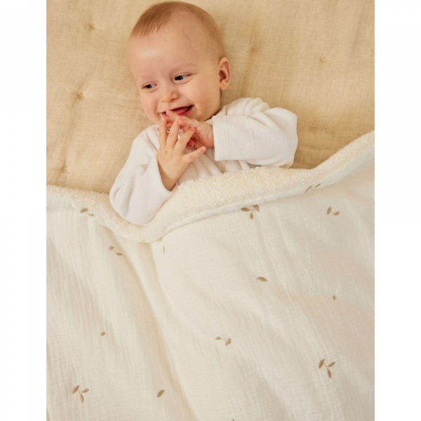 Couverture en tricot 75x100cm blanc Noukies