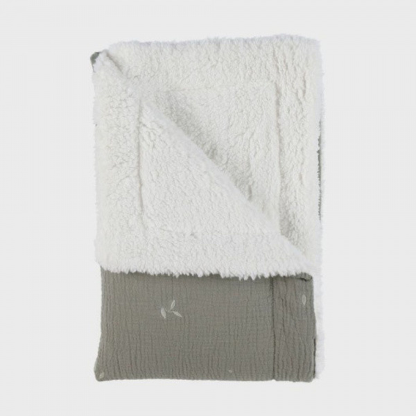 Couverture en tricot 75x100cm kaki Noukies