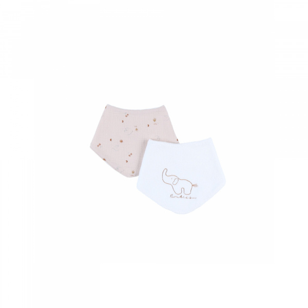 Lot de 2 bavoirs bandana comlombes du bonheur Noukies