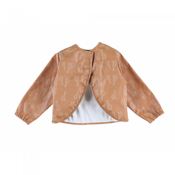 Bavoir tablier ocre motif girafe Noukies
