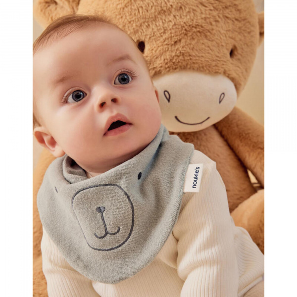 Lot de 2 bavoirs bandana eponge & mousseline - rouge Noukies