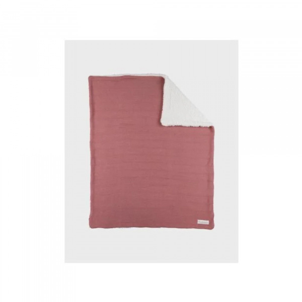 Couverture tricot bébé 75 x 100 rouge avec sherpa Noukies