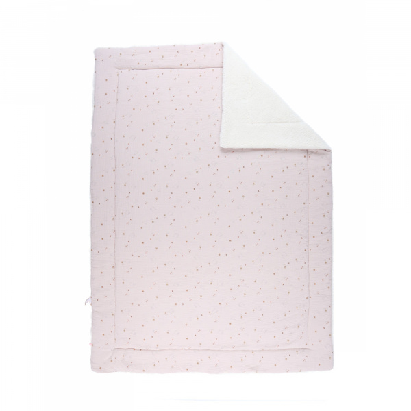 Couverture colombes du bonheur 100x140 cm en mousseline et sherpa - bali, moka & snow Noukies