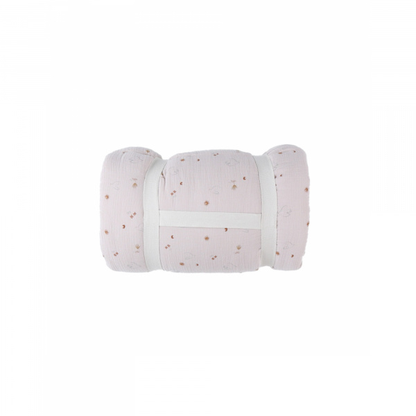 Couverture colombes du bonheur 100x140 cm en mousseline et sherpa - bali, moka & snow Noukies