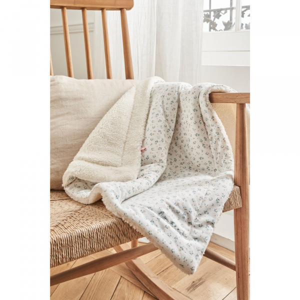 Couverture bébé 75 x 100 cm ouatiné jersey sherpa romance - mix and match Noukies