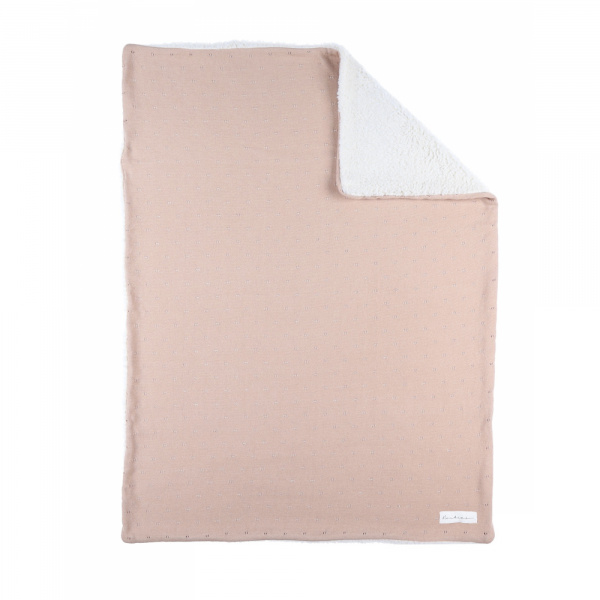 Couverture en tricot 75x100cm powder pink avec sherpa - mix and match Noukies
