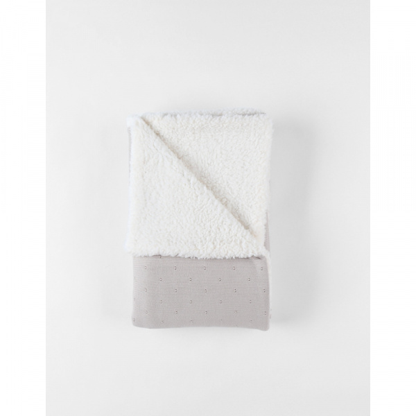 Couverture en tricot 75x100cm tender beige avec sherpa - mix and match Noukies