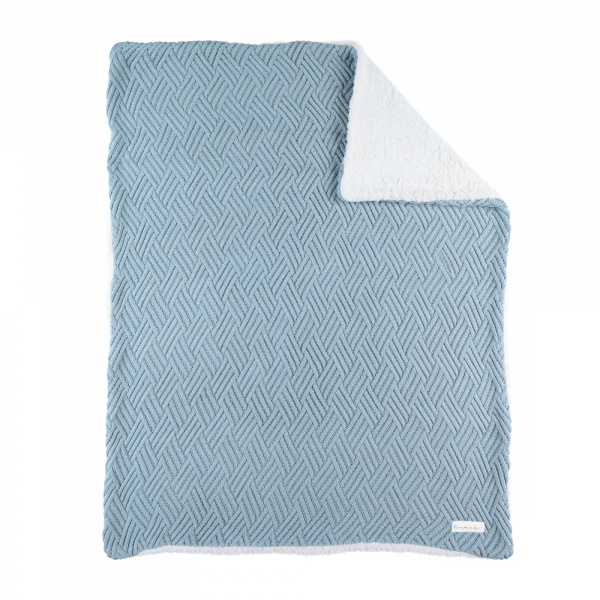 Couverture en tricot 75x100cm ice blue avec sherpa - mix and match Noukies