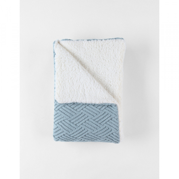 Couverture en tricot 75x100cm ice blue avec sherpa - mix and match Noukies