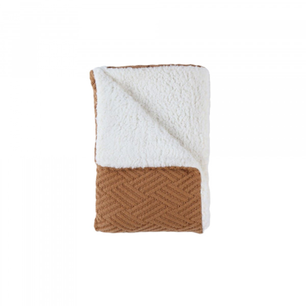 Couverture en tricot 75x100cm sweet caramel avec sherpa - mix and match Noukies