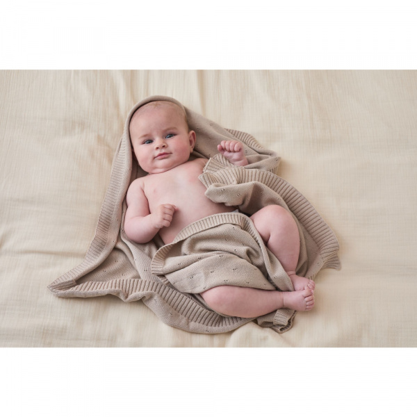 Couverture en tricot 75x100cm tender beige - mix and match Noukies